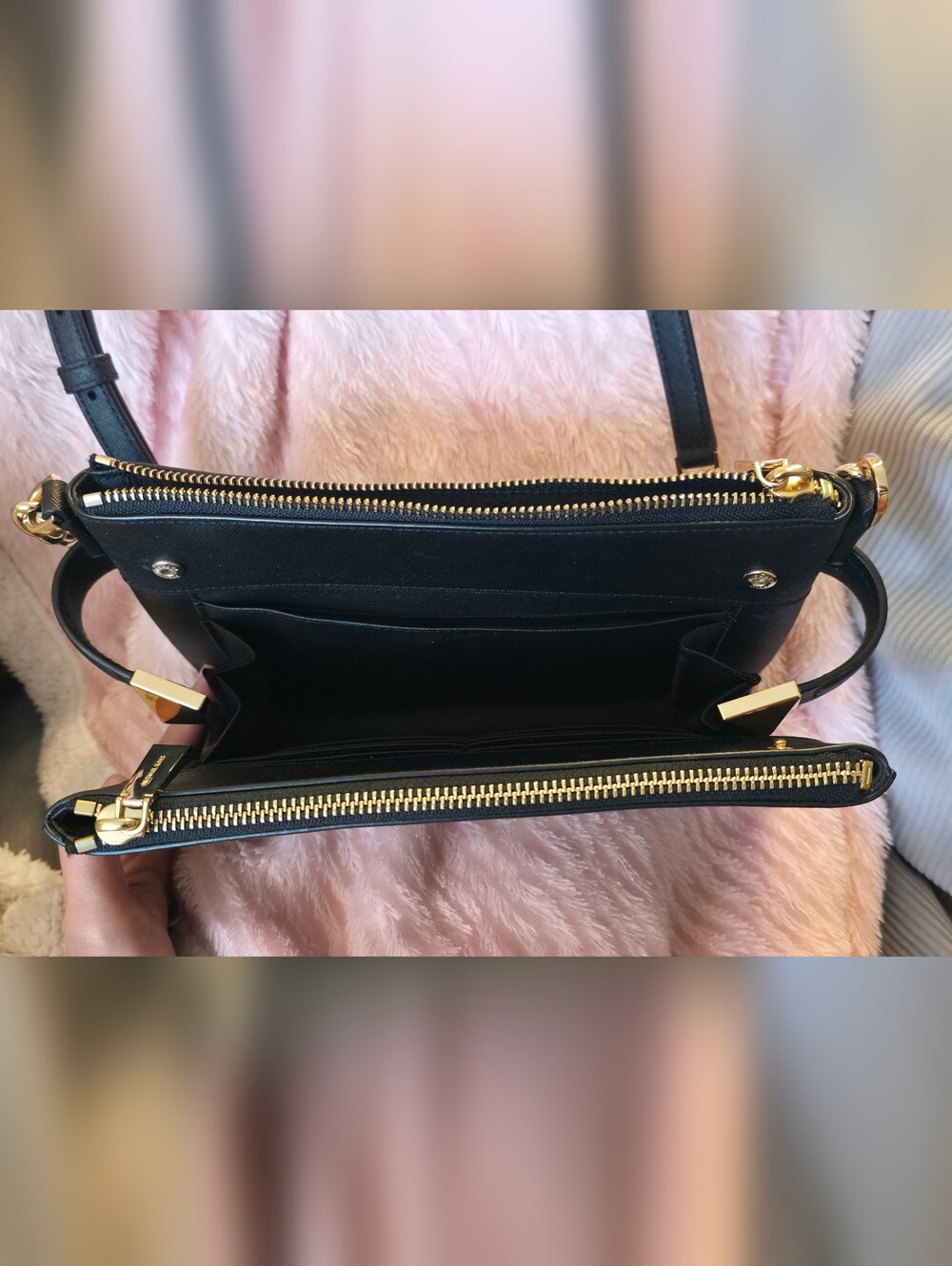 Michael Kors Black Crossbody with Gold Pyramid Accents - Picture 2 of 6